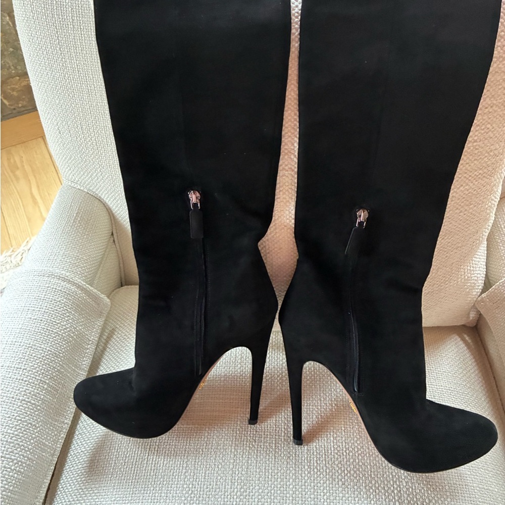 Prada Black Suede Boots - Size 37 - Picture 3 of 5